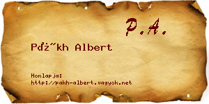 Pákh Albert névjegykártya