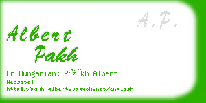 albert pakh business card